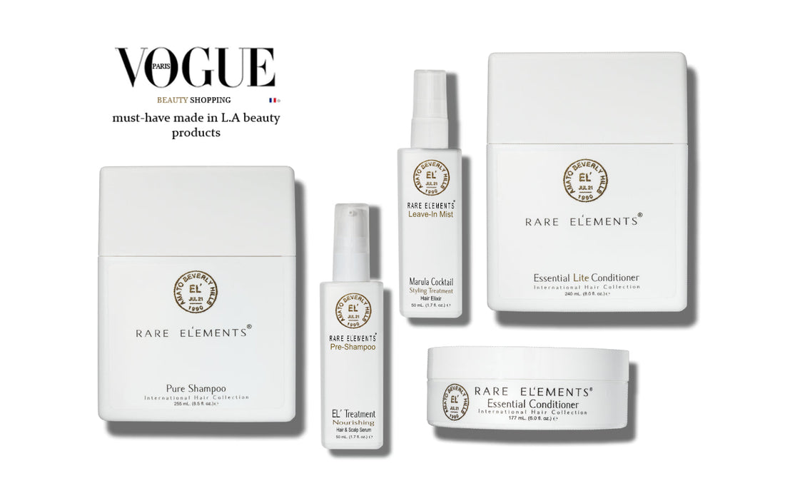 Rare Elements Hair Products featured in Vogue Paris Magazine.