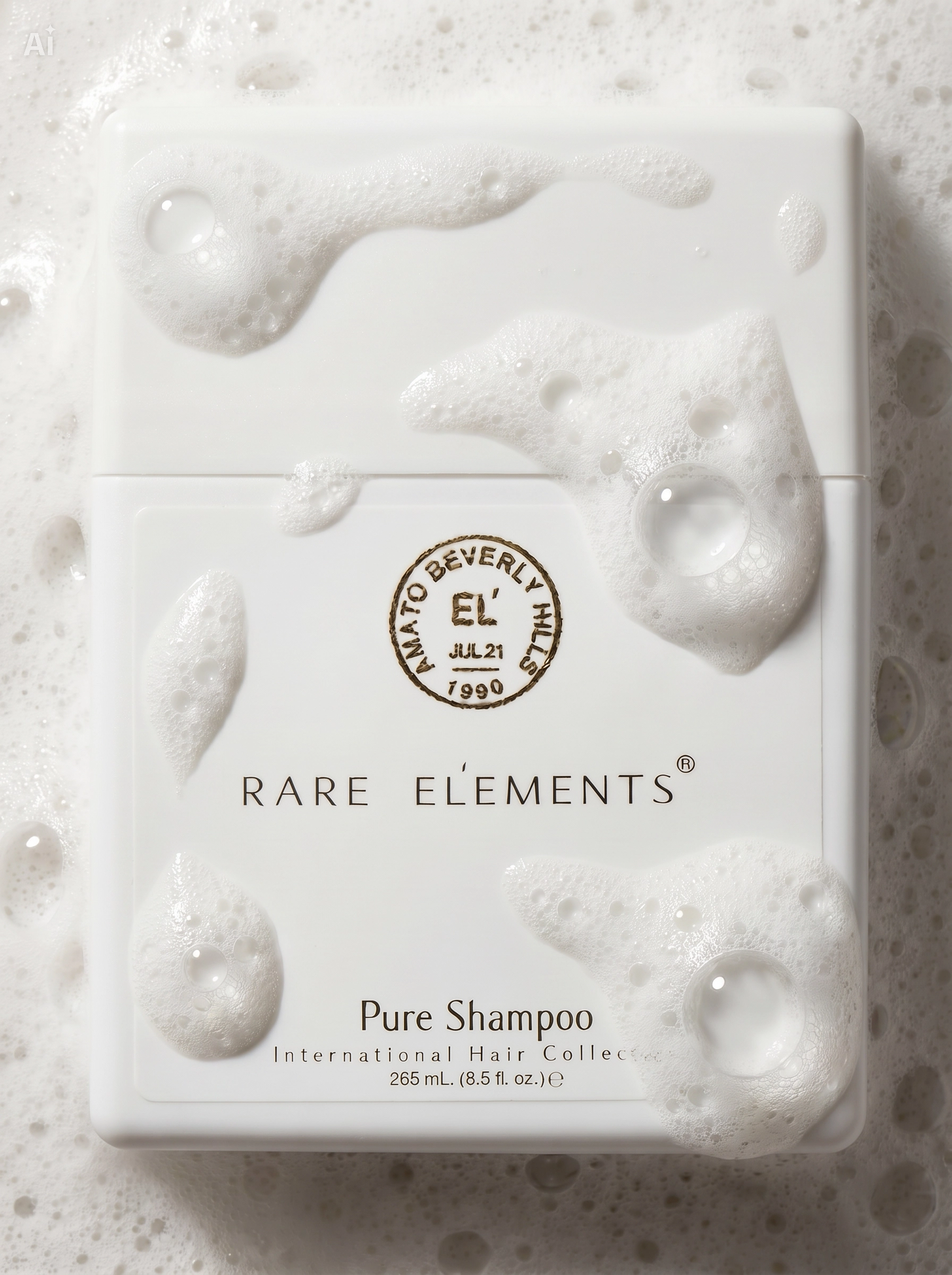Rare Elements branding Pure Shampoo with rich lather. 